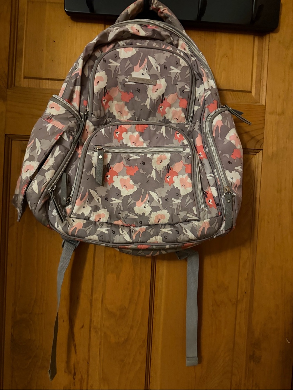 Floral Gray Multi-Pocket Baby Backpack
